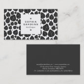 Étiquette carré 03a - motif feuille 02 - Noir (Devant / Derrière)