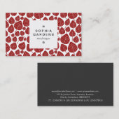 Étiquette carré 03a - motif feuille 02 - Ruby Red (Devant / Derrière)