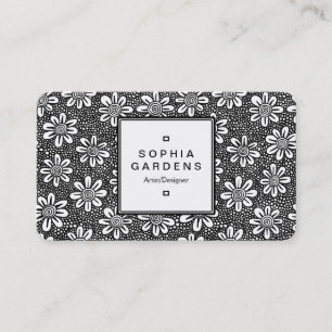 Étiquette carré 05 - Motif à fleurs