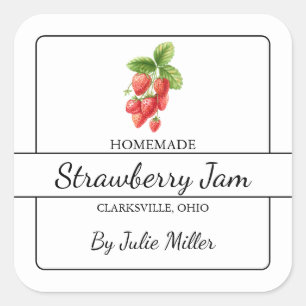 Étiquette Carré à confiture de fraises maison