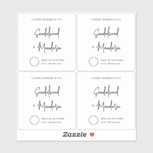 Étiquette Carré de chandelle transparent moderne t (Feuille)