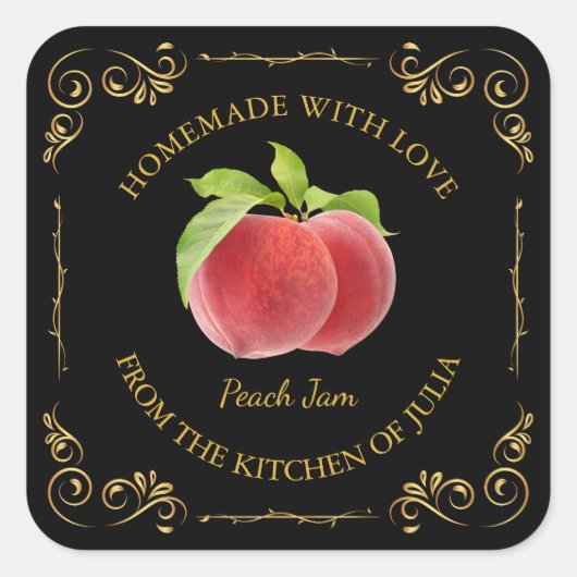 Étiquette Carré de  de confiture vintage fait mais (Devant)