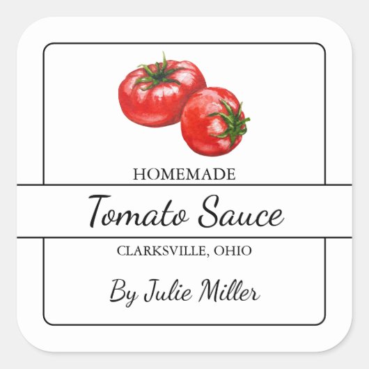 Étiquette Carré de sauce tomate maison (Devant)