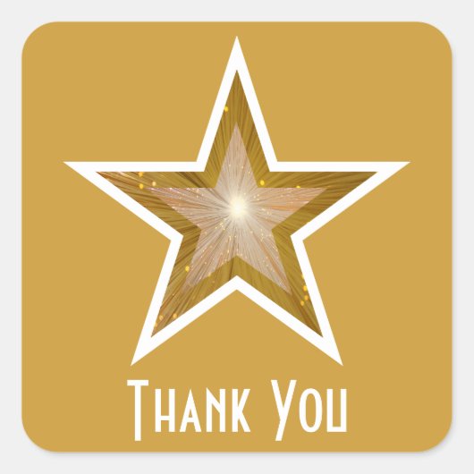 Étiquette carré "Gold" Star "Merci" jaune (Devant)
