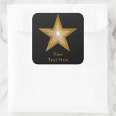 Étiquette carré Gold Star 'Your Text' en noir (Sac)