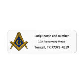 Étiquette Carré maçonnique Freemason et boussole blanche (Devant)