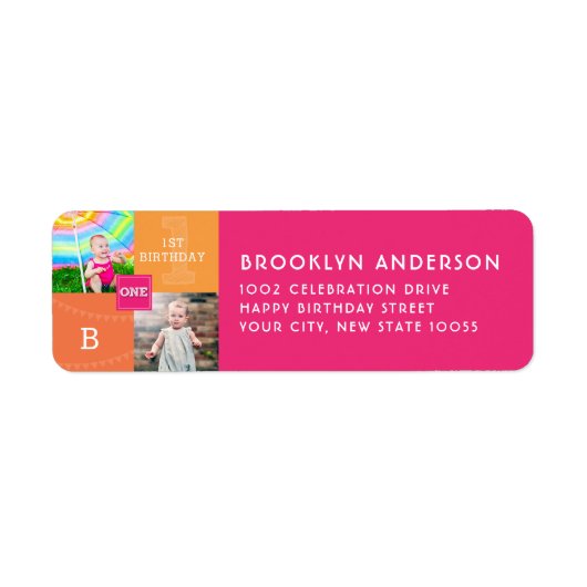 Étiquette Carré moderne Croquis une fille photo fête d'anniv (Devant)