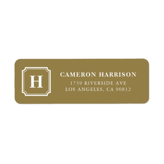 Étiquette Carré Or Trame Courbés Corners Monogramme (Devant)