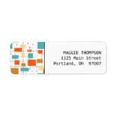 Étiquette Carré orange et turquoise du milieu du siècle mode (Devant)