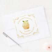 Étiquette Carré vintage Cupcake (Enveloppe)