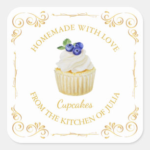 Étiquette Carré vintage Cupcake