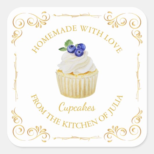 Étiquette Carré vintage Cupcake (Devant)