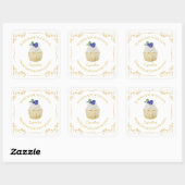 Étiquette Carré vintage Cupcake (Feuille)