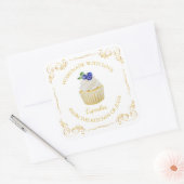 Étiquette Carré vintage Cupcake (Enveloppe)