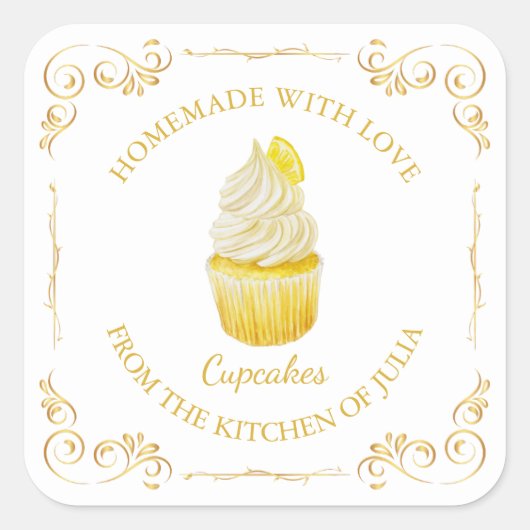 Étiquette Carré vintage Cupcake (Devant)