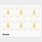 Étiquette Carré vintage Cupcake (Feuille)
