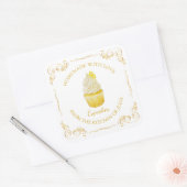 Étiquette Carré vintage Cupcake (Enveloppe)