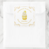 Étiquette Carré vintage Cupcake (Sac)