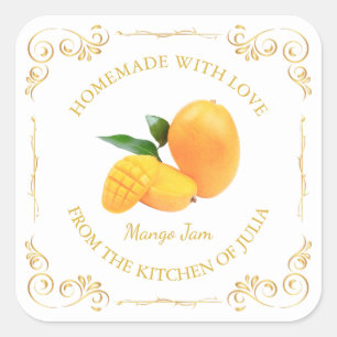 Étiquette Carré vintage de confiture de mangue mai