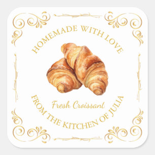 Étiquette Carrée Croissant Frais Fait Maison Vinta