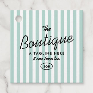 Étiquette Carrée de Boutique Rayée de Station Baln