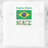 Étiquette carrée personnalisée Drapeau du Brésil (Sac)