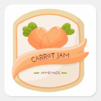 Étiquette Carrée pour Pot de Confiture de Carottes