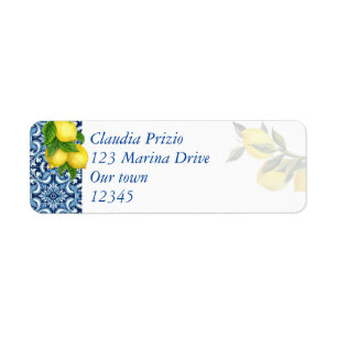 Étiquette Carrelage bleu et citron Amalfi Positano adresse d