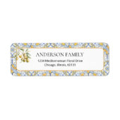 Étiquette Carrelage bleu méditerranéen Adresse de retour (Devant)