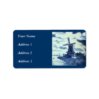 Étiquette Carrelage bleu vintage Delft - Windmill