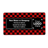 Étiquette Carrés rouge et noir brillant - Petite entreprise (Devant)