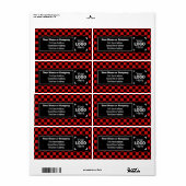 Étiquette Carrés rouge et noir brillant - Petite entreprise (Feuille entière)