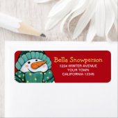 Étiquette Carrot Nez Snowman en Green Illustration (En situation)