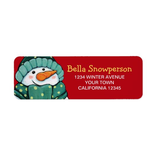 Étiquette Carrot Nez Snowman en Green Illustration (Devant)