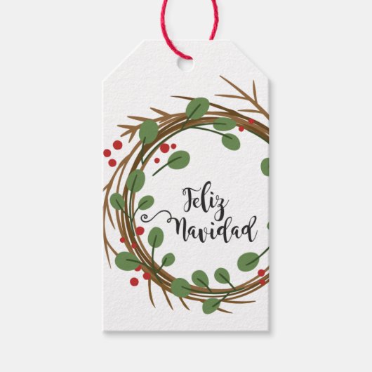 Étiquette Carte Couronne Heureux Noël (Devant)