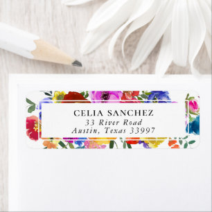 Étiquette Carte d'adresse pour invitation de mariage florale