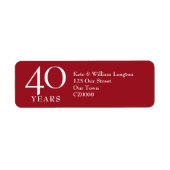 Étiquette Carte d'adresse Ruby pour les 40 ans de mariage (Devant)