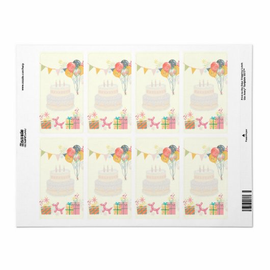 Étiquette Carte d'anniversaire conviviale  (Feuille entière)