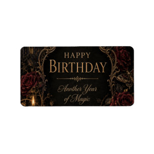 Étiquette Carte d'anniversaire gothique, Floral sombre, Papi