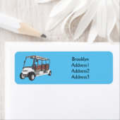 Étiquette Carte de golf / dessin animé en voiturette de golf (En situation)