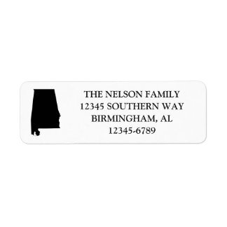 Étiquette Carte de l'Alabama en forme noire