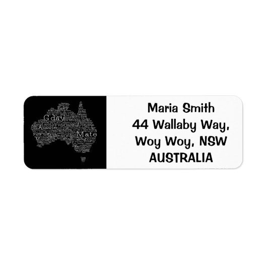 Étiquette Carte de l'argot australien (Devant)