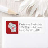 Étiquette Carte de l'état du Wisconsin avec personnalisation (En situation)