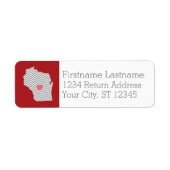 Étiquette Carte de l'état du Wisconsin avec personnalisation (Devant)