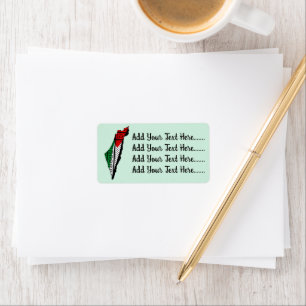 Étiquette Carte de Palestine avec drapeau et Motif Keffiyeg