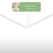 Étiquette Carte de remerciement de mariage avec photo vert s