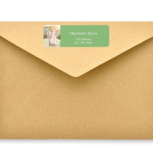 Étiquette Carte de remerciement de mariage avec photo vert s