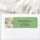 Étiquette Carte de réponse de mariage vert sauge avec photo (En situation)