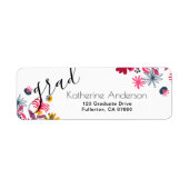 Étiquette Carte de Réponse d'Invitation de Diplômé Florale B (Devant)