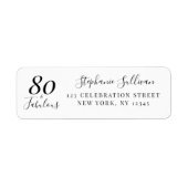 Étiquette Carte de réponse pour fête des 80 ans (Devant)